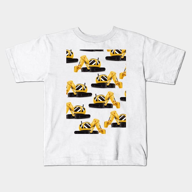 Construction Digger Pattern Kids T-Shirt by nickemporium1